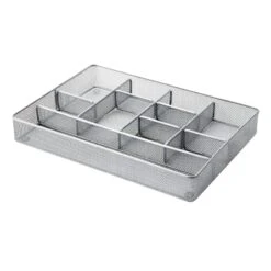10-Compartment Silver Metal Drawer Organizer