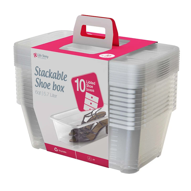 10-Piece Clear Shoe Box Set, 6qt 3 10-Piece Clear Shoe Box Set, 6qt