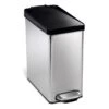 10L (2.6 Gal) Profile Step Can Brushed Stainless Steel With Black Plastic Lid 1 10L (2.6 Gal) Profile Step Can Brushed Stainless Steel With Black Plastic Lid -Cleaning Essentials Sales 10l 2.6 gal profile step can brushed stainless steel with black plastic lid