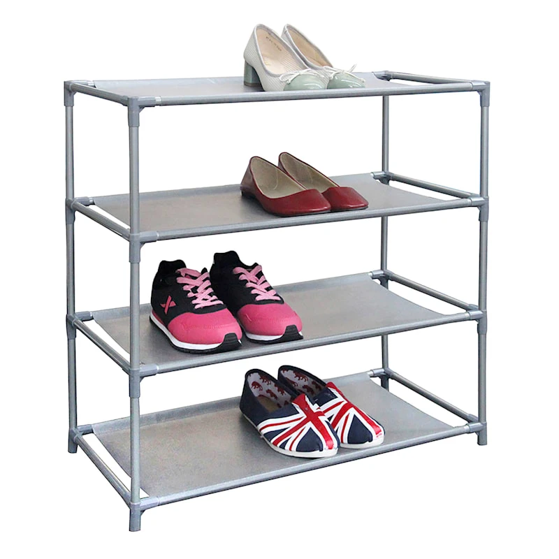 12-Pair Nonwoven Standing Shoe Rack, Grey 3 12-Pair Nonwoven Standing Shoe Rack, Grey