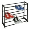 12-Pair Standing Shoe Rack, Black -Cleaning Essentials Sales 12 pair standing shoe rack black