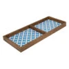 2-Compartment Blue Tile Wood Tray, 14" -Cleaning Essentials Sales 2 compartment blue tile wood tray 14