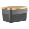 2-Pack Black Storage Bin With Bamboo Lid, Small -Cleaning Essentials Sales 2 pack black storage bin with bamboo lid small