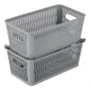 2-Pack Slide And Stack Shelf Storage Tote, Grey -Cleaning Essentials Sales 2 pack slide and stack shelf storage tote grey