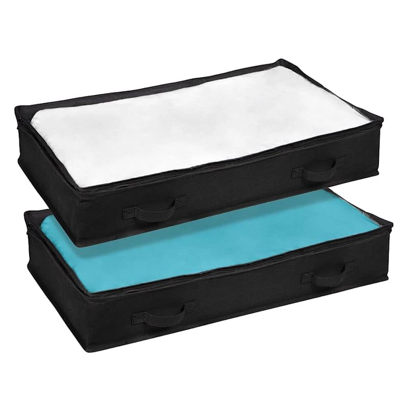 2-Pack Under The Bed Chest Organizer, Black 3 2-Pack Under The Bed Chest Organizer, Black