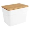 2-Pack White 15L Storage Bin With Bamboo Lid, Large -Cleaning Essentials Sales 2 pack white 15l storage bin with bamboo lid large