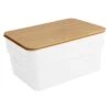 2-Pack White 8.5L Storage Bin With Bamboo Lid, Medium -Cleaning Essentials Sales 2 pack white 8.5l storage bin with bamboo lid medium