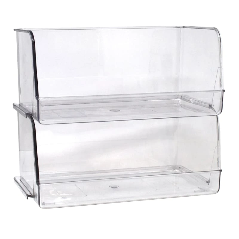 2-Piece Clear Stackable Storage Bin, Small 3 2-Piece Clear Stackable Storage Bin, Small