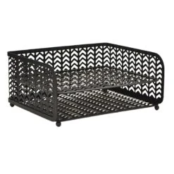 2-Tier Matte Black Chevron Punched Metal File Organizer