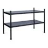 2-Tier Punch Metal Shoe Rack, Black -Cleaning Essentials Sales 2 tier punch metal shoe rack black