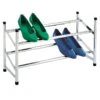 2-Tier Standing Shoe Rack, Chrome -Cleaning Essentials Sales 2 tier standing shoe rack chrome