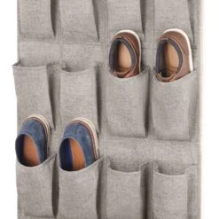 24-Pocket Over The Door Shoe Bag, Black Herringbone -Cleaning Essentials Sales 24 pocket over the door shoe bag black herringbone 2