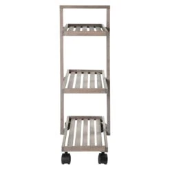 3-Tier Grey Wood Rolling Cart