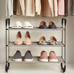 3-Tier Heavy Duty Shoe Rack, Grey -Cleaning Essentials Sales 3 tier heavy duty shoe rack grey 5