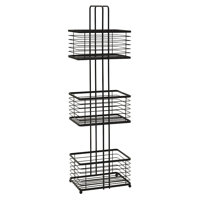 3-Tier Manhattan Matte Black Wire Storage Stand 3 3-Tier Manhattan Matte Black Wire Storage Stand