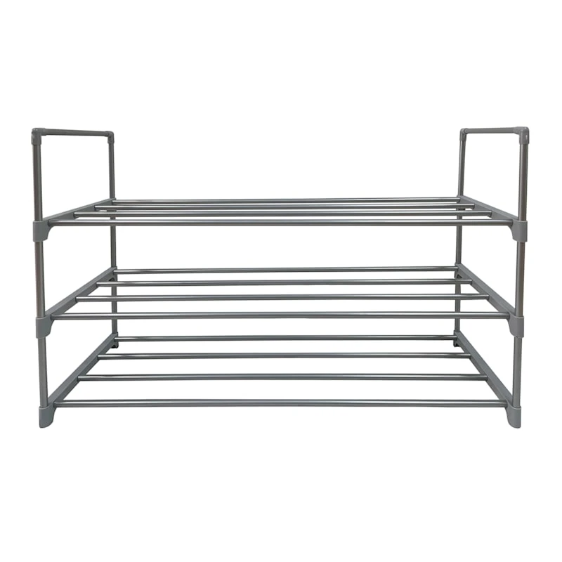 3-Tier Metal Shoe Rack, Grey 3 3-Tier Metal Shoe Rack, Grey