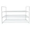 3-Tier Metal Shoe Rack, White -Cleaning Essentials Sales 3 tier metal shoe rack white