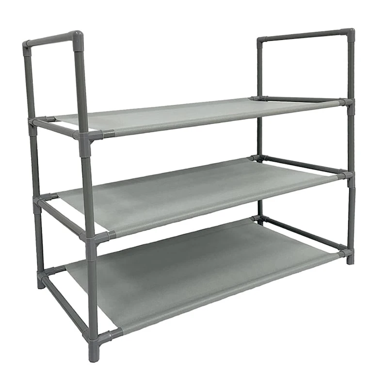 3-Tier Multi-Use Stackable Shoe Rack, Grey 3 3-Tier Multi-Use Stackable Shoe Rack, Grey