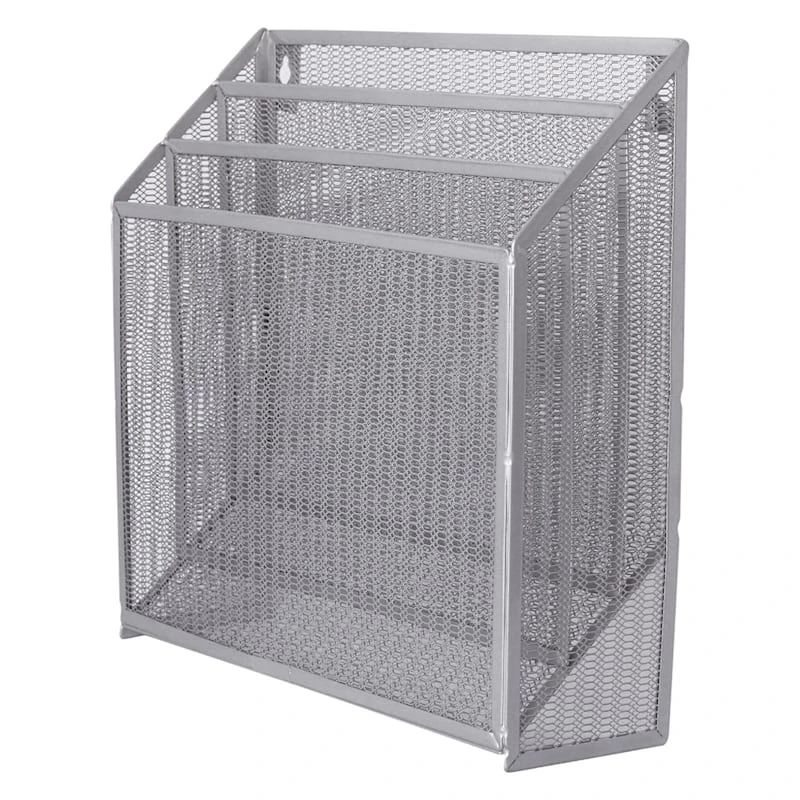 3-Tier Silver Metal Mesh Desktop File Organizer 4 3-Tier Silver Metal Mesh Desktop File Organizer - Image 2