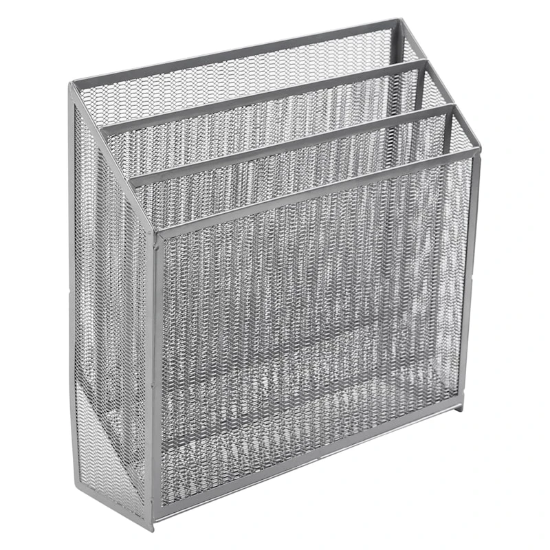 3-Tier Silver Metal Mesh Desktop File Organizer 3 3-Tier Silver Metal Mesh Desktop File Organizer