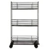 3-Tier Slim Black Metal Mesh Rolling Cart -Cleaning Essentials Sales 3 tier slim black metal mesh rolling cart