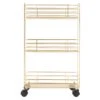 3-Tier Slim Gold Metal Mesh Rolling Cart