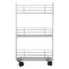 3-Tier Slim Grey Metal Mesh Rolling Cart -Cleaning Essentials Sales 3 tier slim grey metal mesh rolling cart
