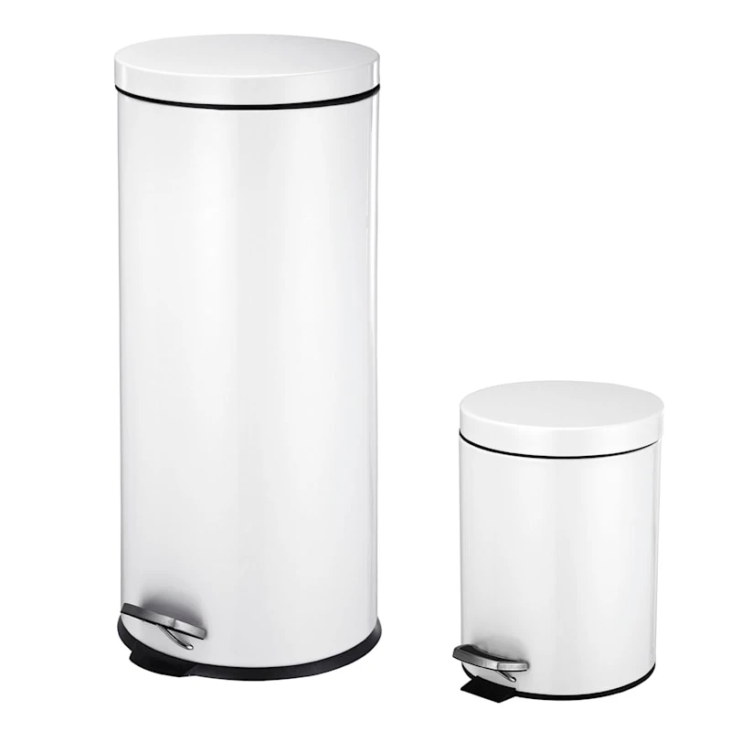 30l Round White Stainless Steel Trash Bin With Bonus 5l Bin 3 30l Round White Stainless Steel Trash Bin With Bonus 5l Bin