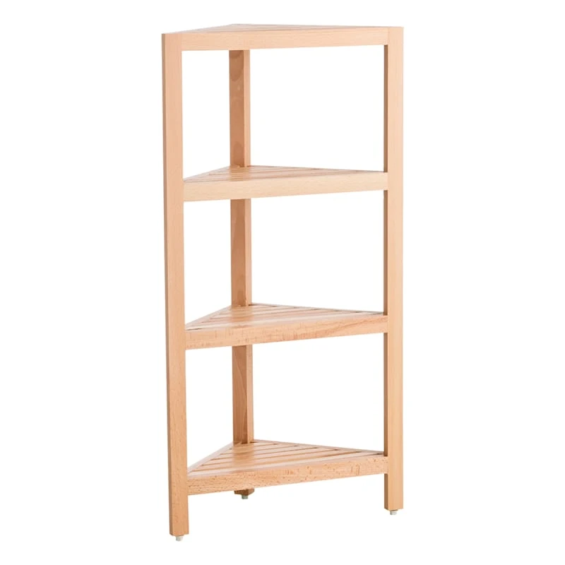 4-Shelves Natural Wood Corner Storage Stand 3 4-Shelves Natural Wood Corner Storage Stand