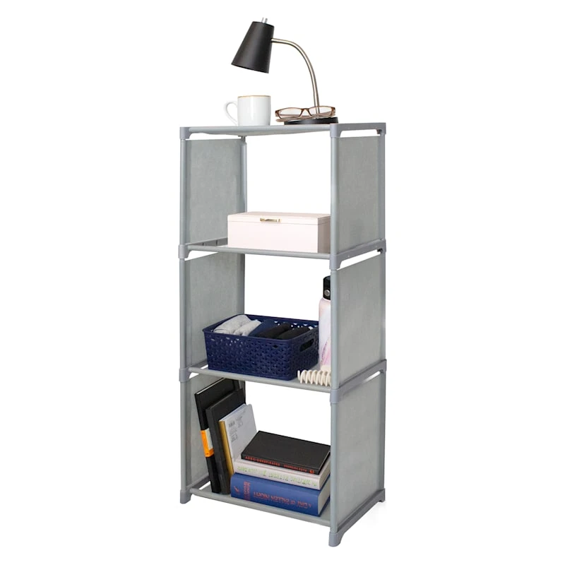 4-Tier Shelves, Grey 3 4-Tier Shelves, Grey
