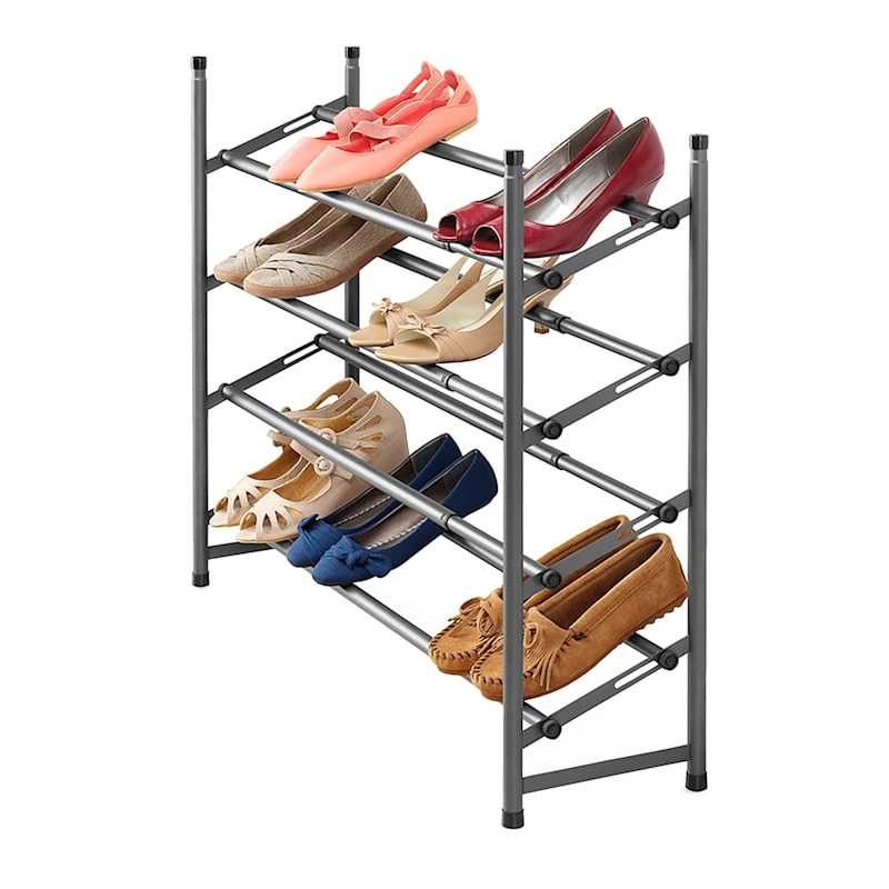 4-Tier Shoe Rack, Gunmetal 3 4-Tier Shoe Rack, Gunmetal