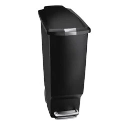 40L Slim Plastic Kitchen Step Trash Can Black
