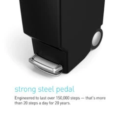 40L Slim Plastic Kitchen Step Trash Can Black -Cleaning Essentials Sales 40l slim plastic kitchen step trash can black 3