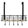 5-Hook Black Chevron Bombay Diamond With Bamboo Wooden Basket Over The Door Hanger 2 5-Hook Black Chevron Bombay Diamond With Bamboo Wooden Basket Over The Door Hanger -Cleaning Essentials Sales 5 hook black chevron bombay diamond with bamboo wooden basket over the door hanger
