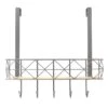 5-Hook Grey Bombay Diamond With Bamboo Wood Basket Over The Door Hanger -Cleaning Essentials Sales 5 hook grey bombay diamond with bamboo wood basket over the door hanger