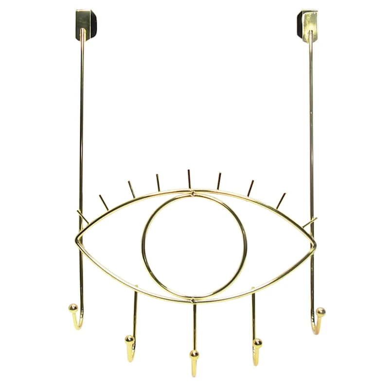 5-Hook Open Eye Wire Over The Door Hanger, French Gold 3 5-Hook Open Eye Wire Over The Door Hanger, French Gold