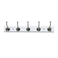 5-Hook Round Wall Hook, White