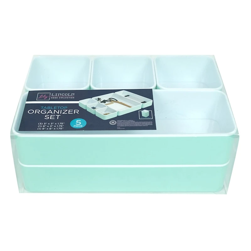 5-Piece Desk Set, Eggshell Blue 3 5-Piece Desk Set, Eggshell Blue