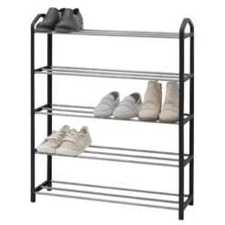 5-Tier Metal Shoe Rack, Black