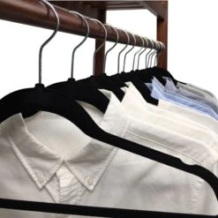 50-Pack Velvet Suit Hangers, Black -Cleaning Essentials Sales 50 pack velvet suit hangers black 4