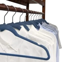 50-Pack Velvet Suit Hangers, Dark Blue -Cleaning Essentials Sales 50 pack velvet suit hangers dark blue 4