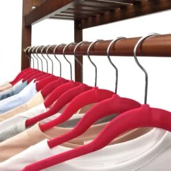 50-Pack Velvet Suit Hangers, Raspberry Red -Cleaning Essentials Sales 50 pack velvet suit hangers raspberry red 3
