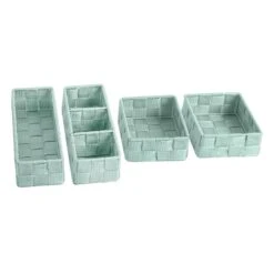 6-Piece Woven Storage Basket Set, Aqua -Cleaning Essentials Sales 6 piece woven storage basket set aqua 3