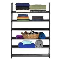 6-Tier Metal Shoe Rack Black