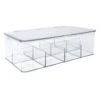 8-Compartment Clear Hinged Storage Bin, 10.8x6.5 -Cleaning Essentials Sales 8 compartment clear hinged storage bin 10.8x6.5