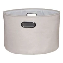 Almond Round Fabric Storage Basket, Large