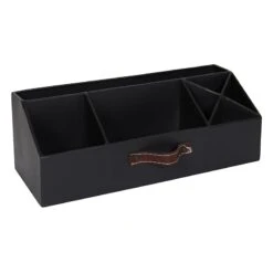 Black Metal Desktop Organizer With Strap