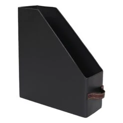 Black Metal Magazine Holder With Leather Strap