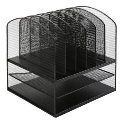 Black Metal Mesh File Rack Tray