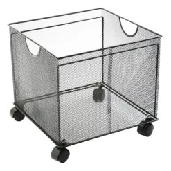 Black Metal Mesh File With Wheels